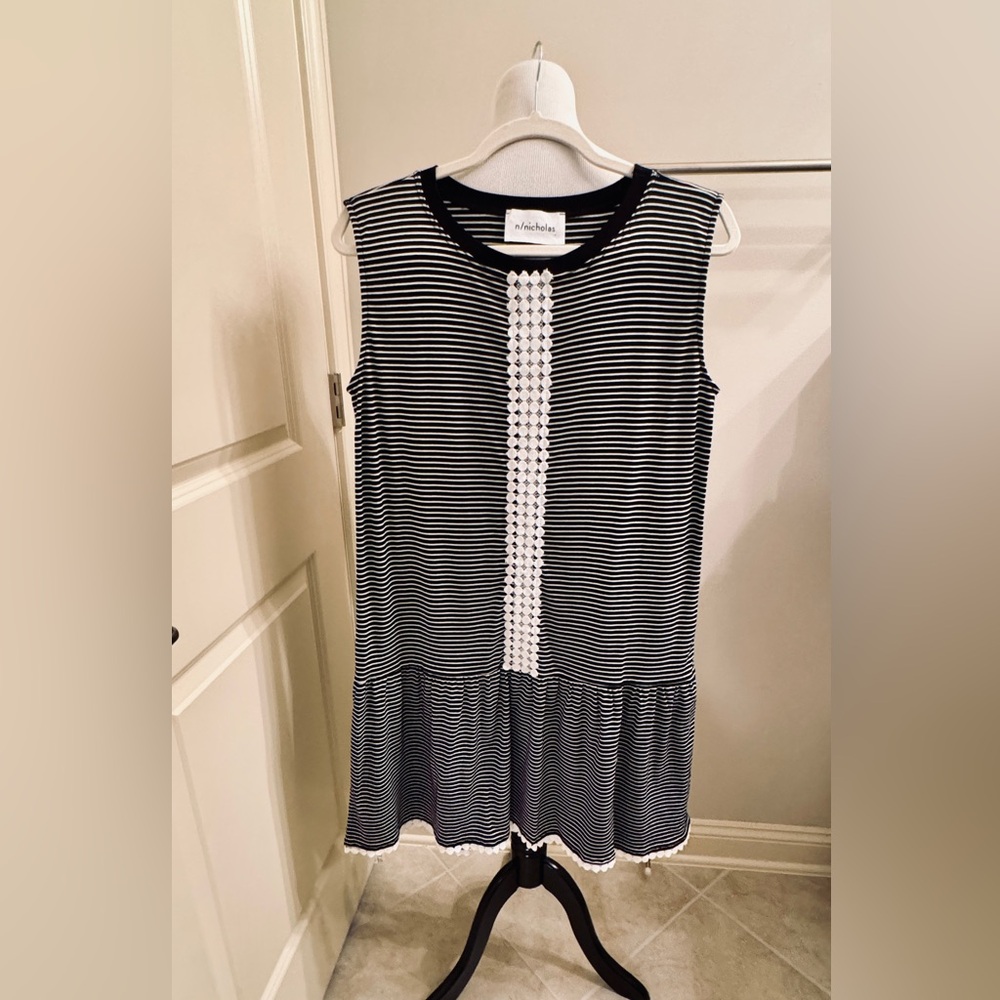 N/Nicholas Black and White Striped Dress